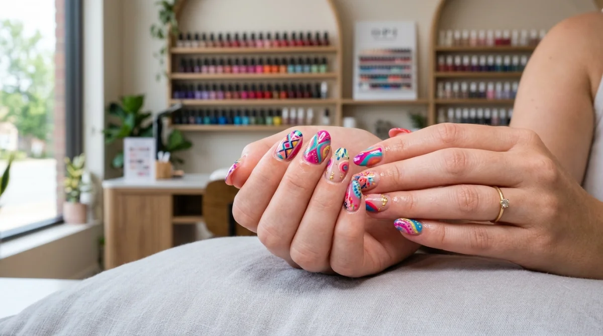 Manucure créative et colorée dans une onglerie moderne à Choisy-le-Roi