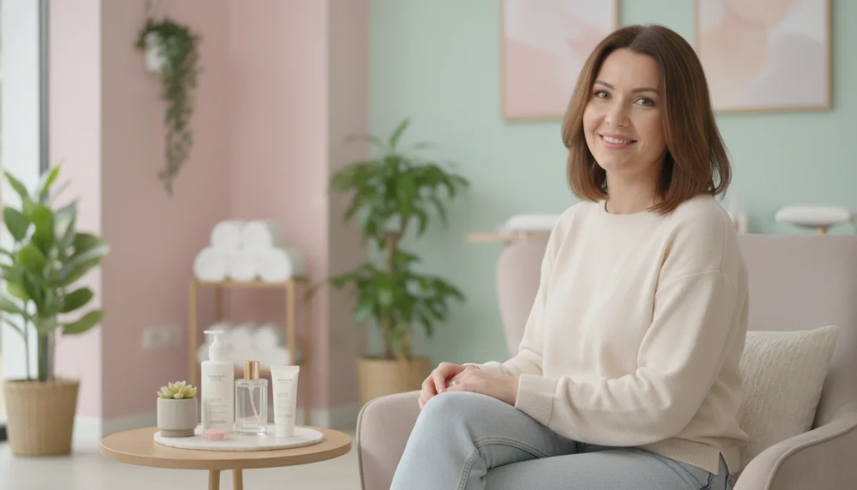Femme souriante dans un salon d'onglerie moderne à Vincennes, ambiance bien-être.