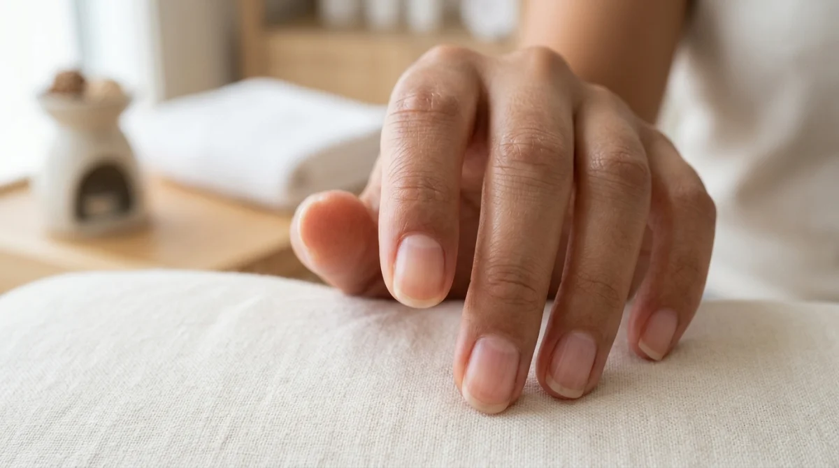 Gros plan sur une main aux doigts soignés illustrant combien de temps un ongle repousse naturellement.
