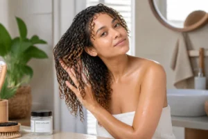 Soins naturels pour cheveux bouclés avec une routine efficace